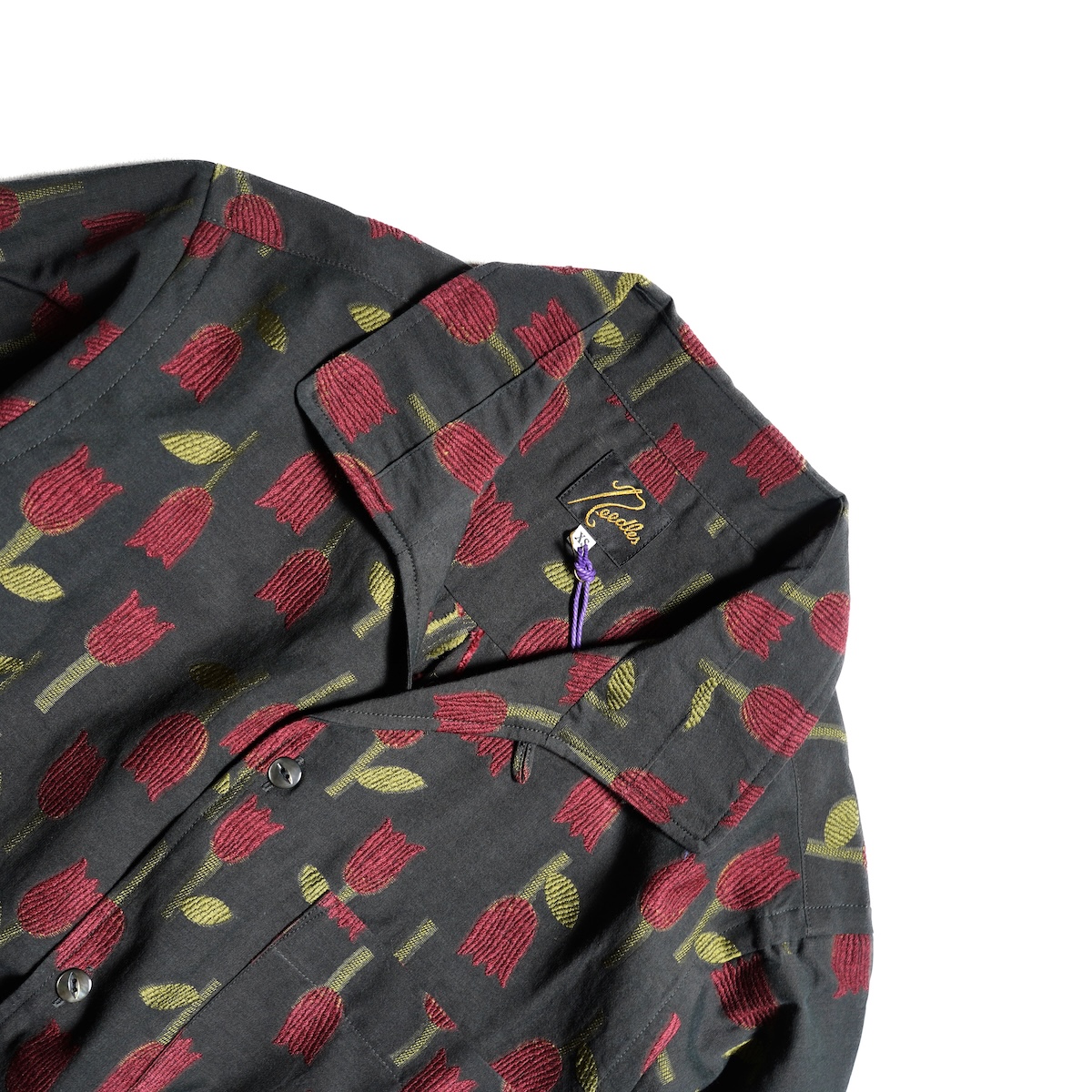 Needles / Italian Collar Shirt - /W Tulip Jacquard (Charcoal)