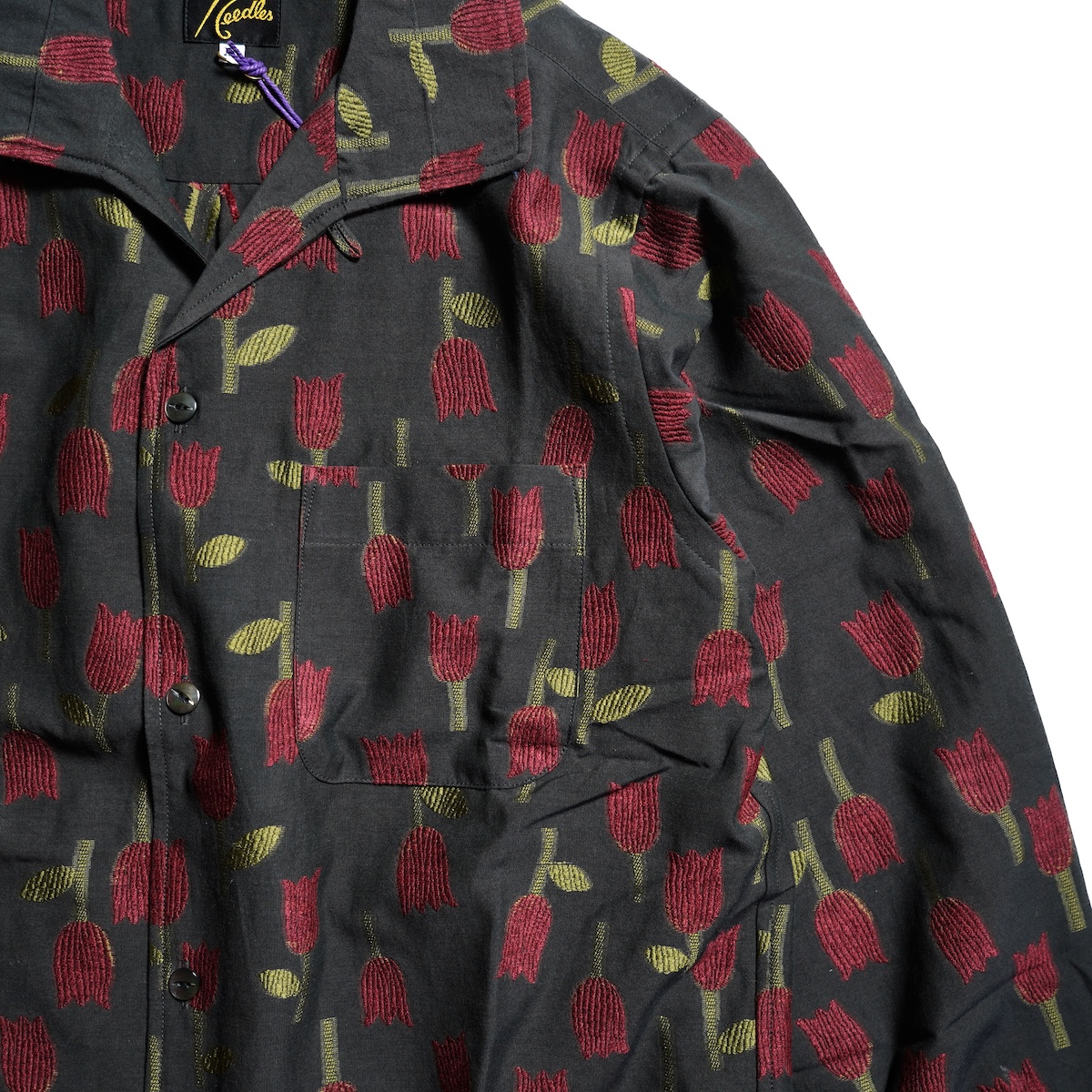Needles / Italian Collar Shirt - /W Tulip Jacquard (Charcoal)
