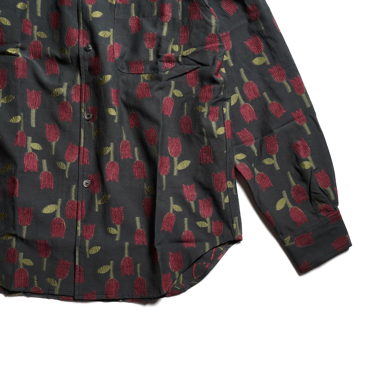 Needles / Italian Collar Shirt - /W Tulip Jacquard (Charcoal)