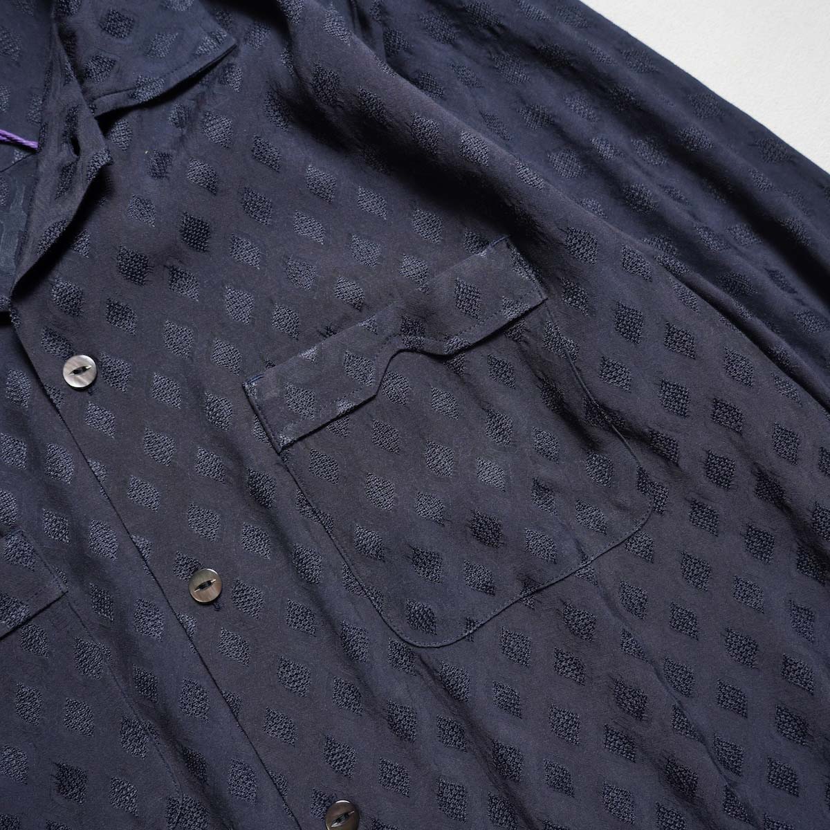 Needles / One-up Shirt - Diamond Mesh Jacquard (Navy) パッチポケット