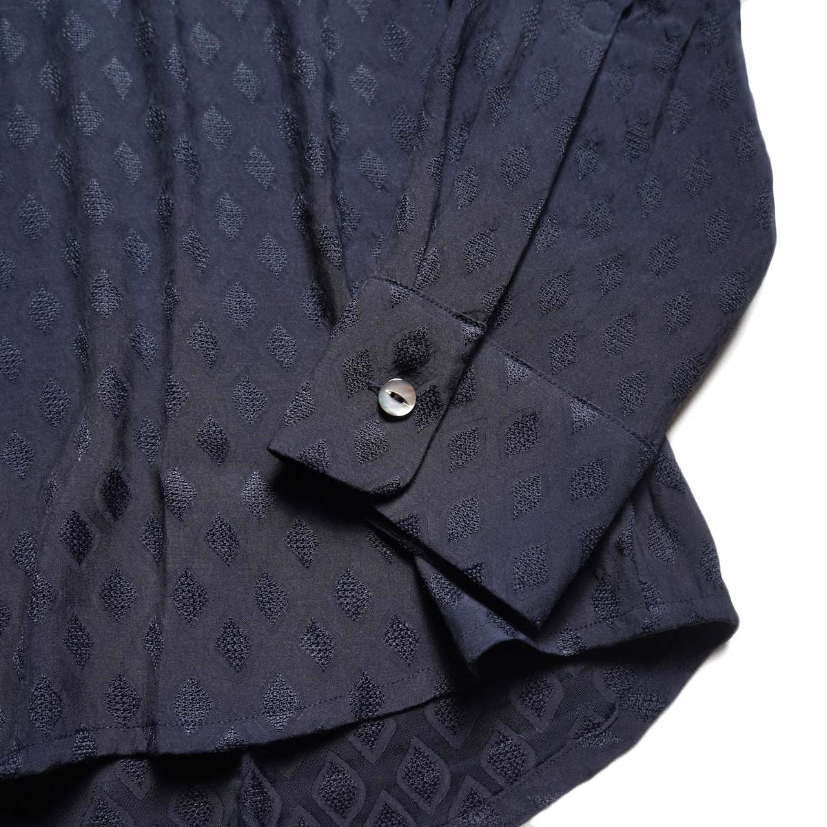 Needles / One-up Shirt - Diamond Mesh Jacquard (Navy) カフス