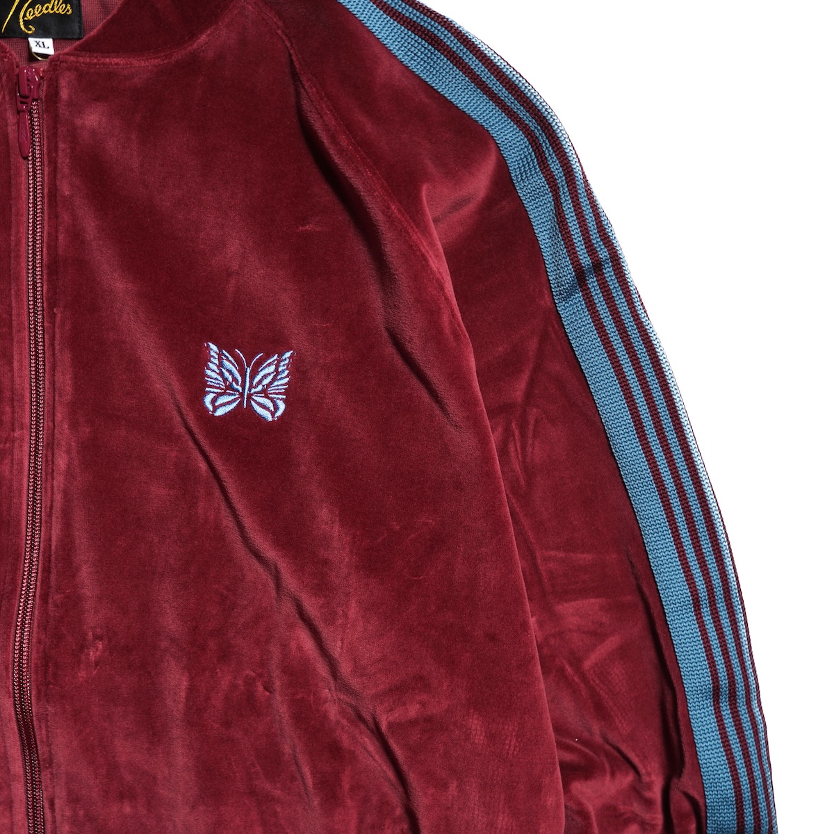 Needles バーガンディ ベロア ジャケット Needles / Rib Collar Track Jacket - C/PE Velour (Burgundy)
