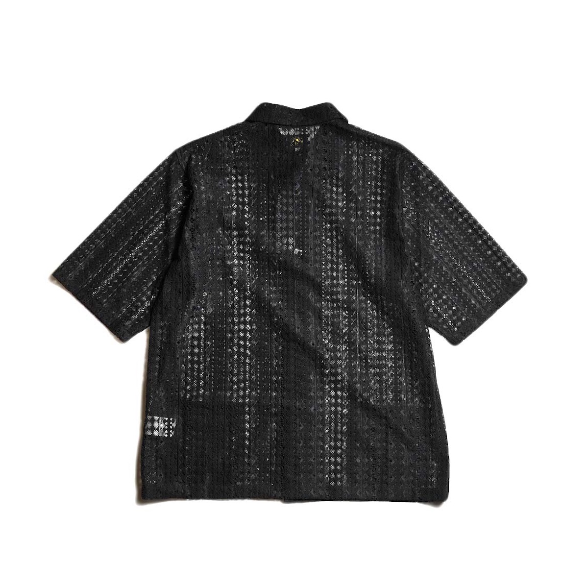 〆*ば様 ニードルス ブラック レース 半袖シャツ Needles / S/S Widespread Collar Shirt - Raschel Lace (Black)