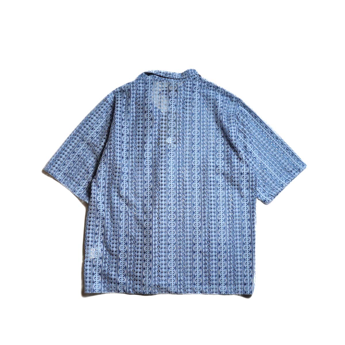 Needles / S/S Widespread Collar Shirt - Raschel Lace (Blue)