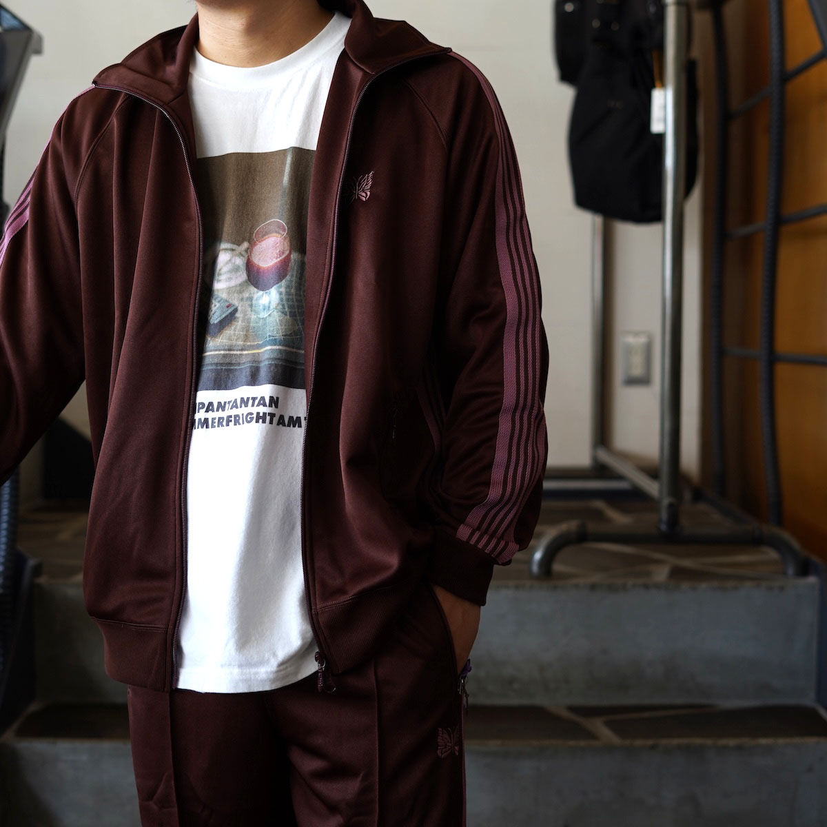 Needles Track Jacket (ブラウン) Track Jacket Poly Smooth(S BROWN): Needles: MENS｜CONZ