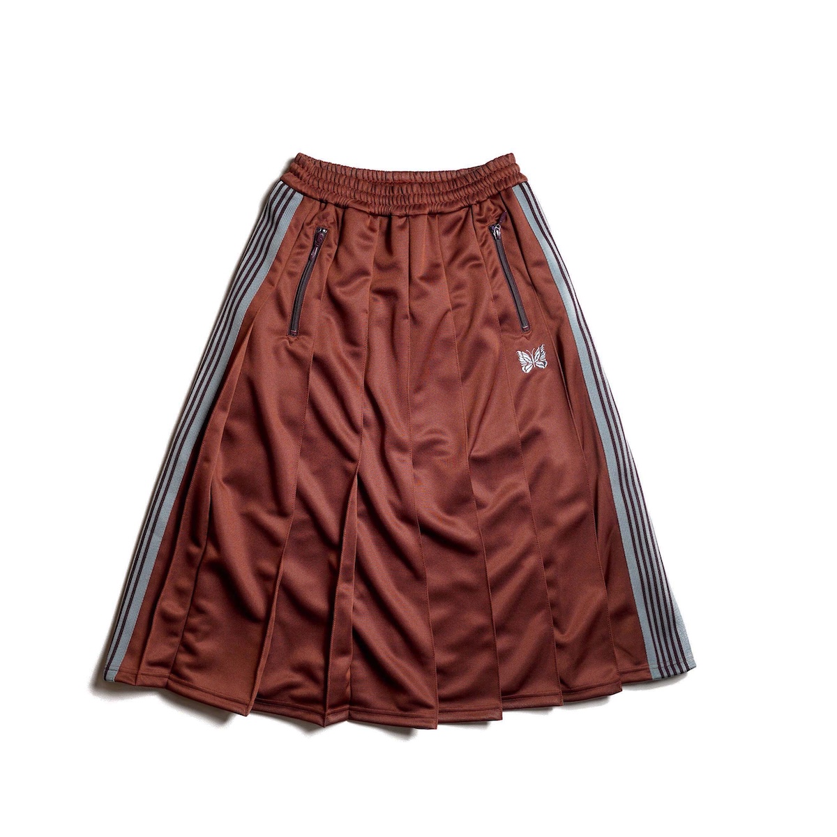 Needles / Pleated Track Skirt - Poly Smooth (Rust)