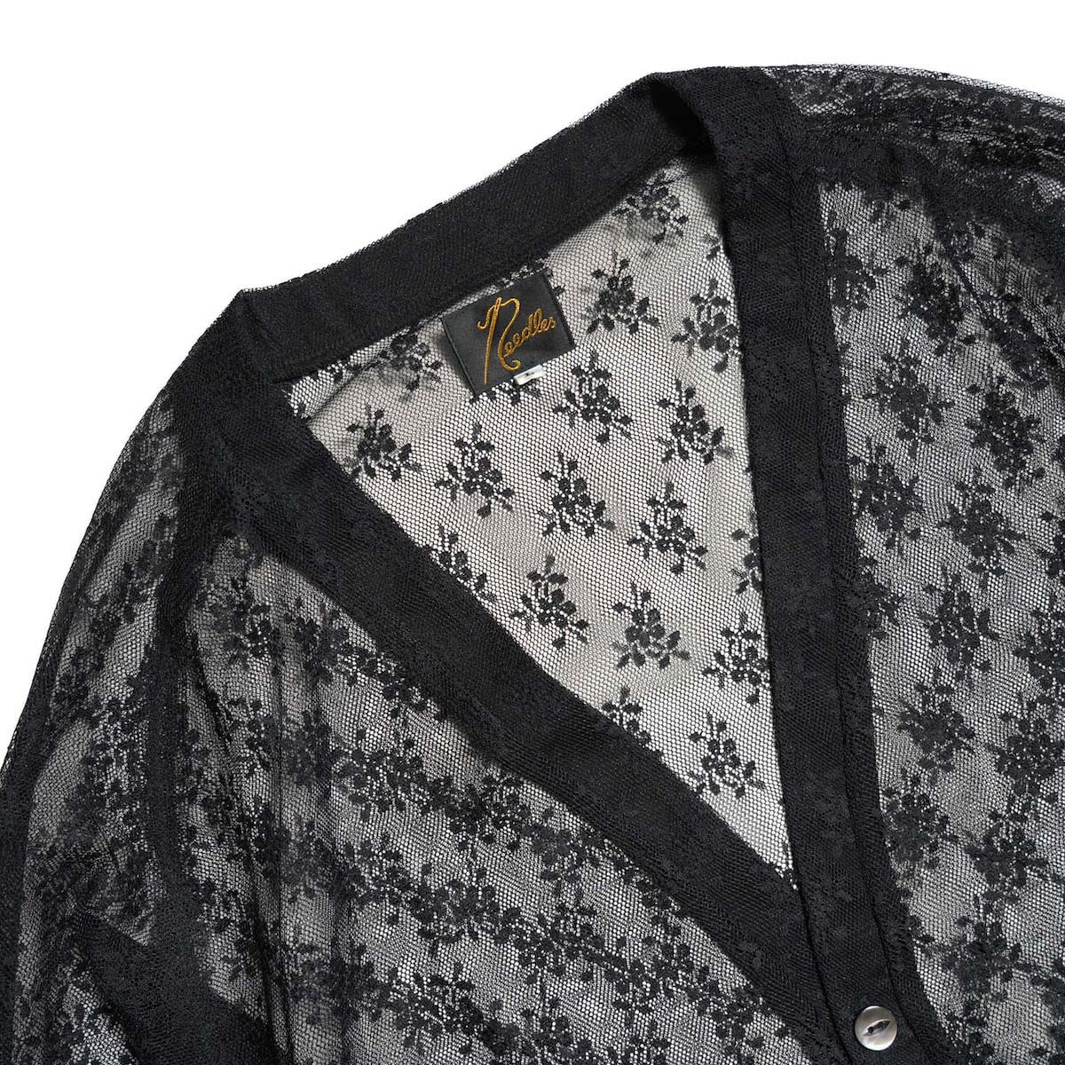 Needles / V-Neck Cardigan - Floral Raschel Lace (Black)