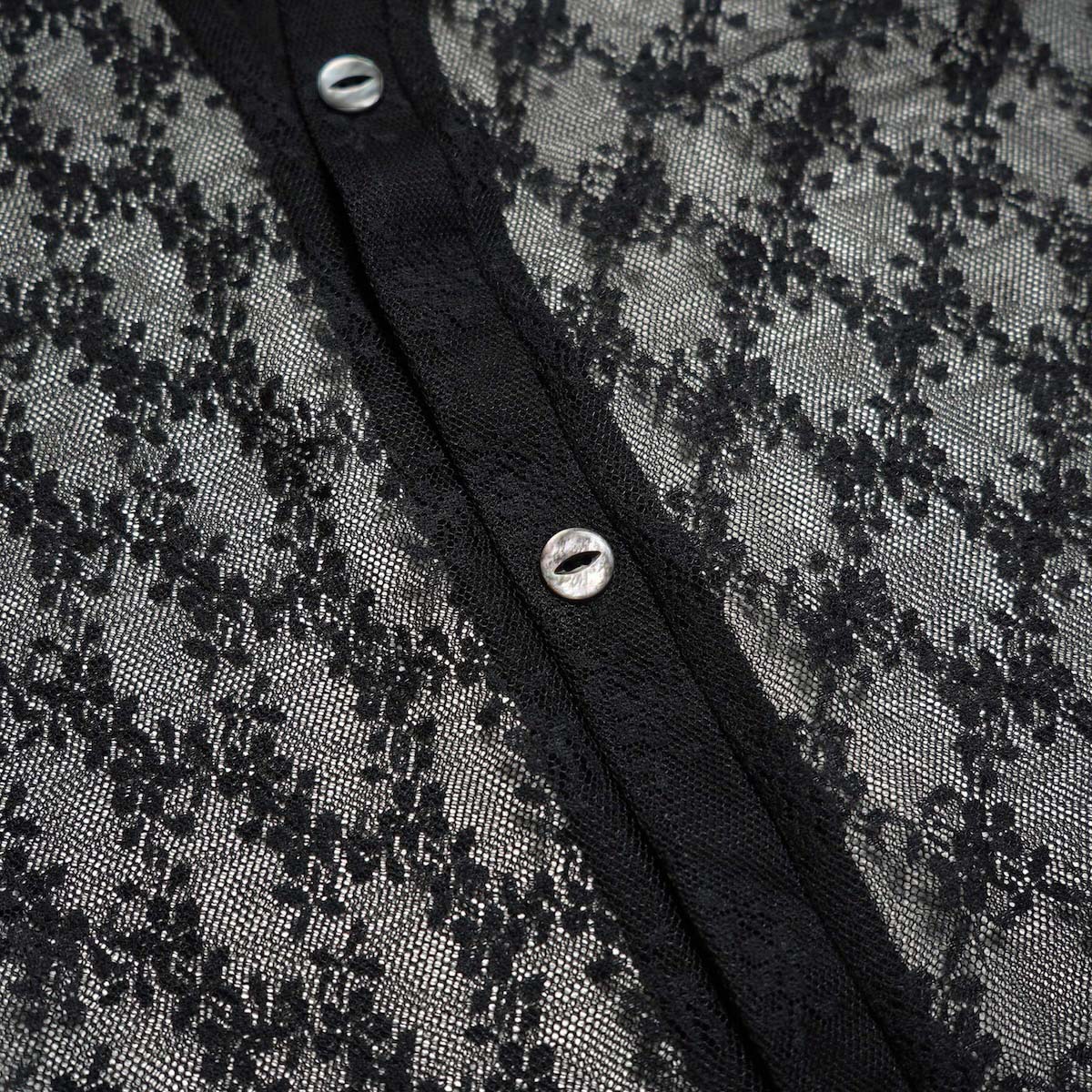 Needles / V-Neck Cardigan - Floral Raschel Lace (Black)