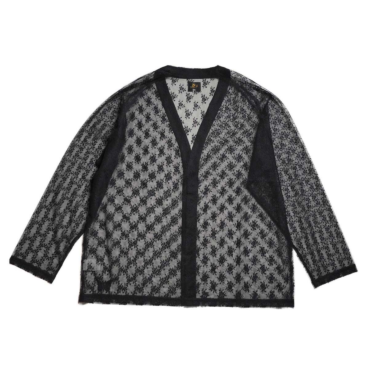 Needles / V-Neck Cardigan - Floral Raschel Lace (Black)