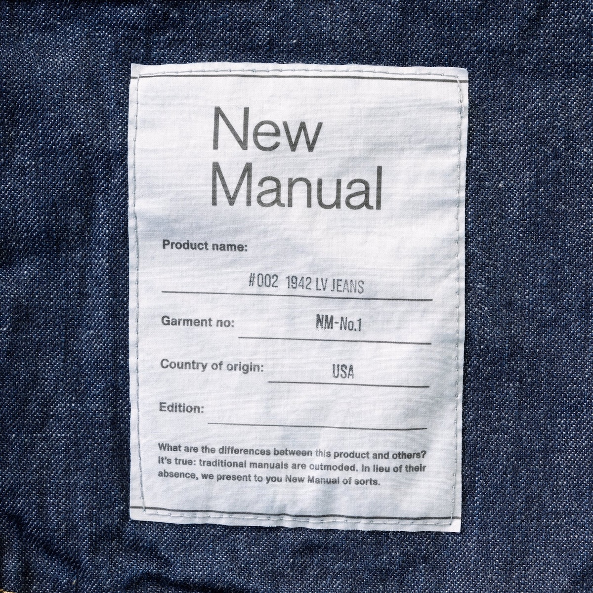パンツ New Manual #002 1942 LV JEANS One Wash NewManual ニューマニュアル #002 1942 LV JEANS ONE-WASHED