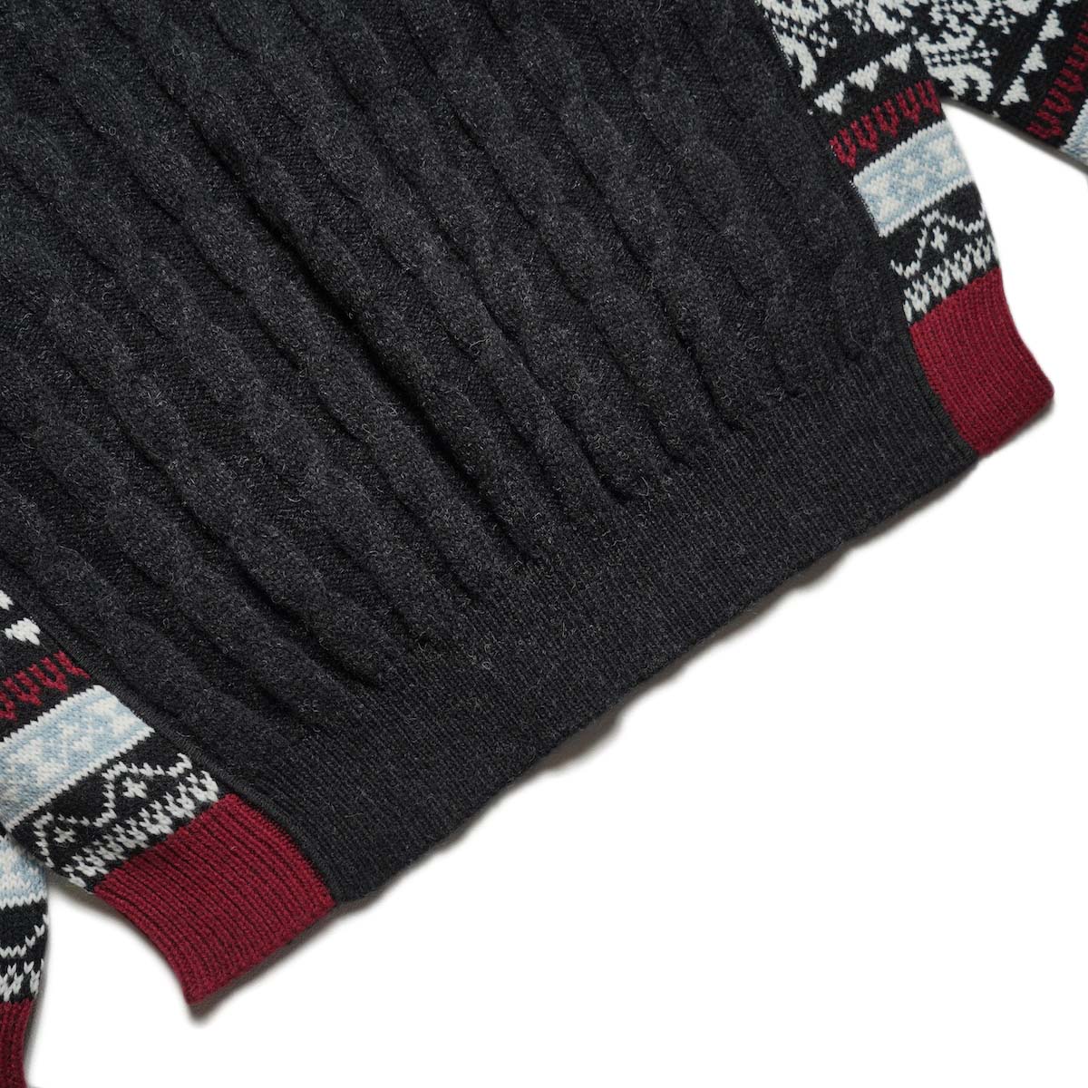 N.HOOLYWOOD / 2262-KT20-030 NORDIC PATTERN KNIT (Charcoal) 裾リブ