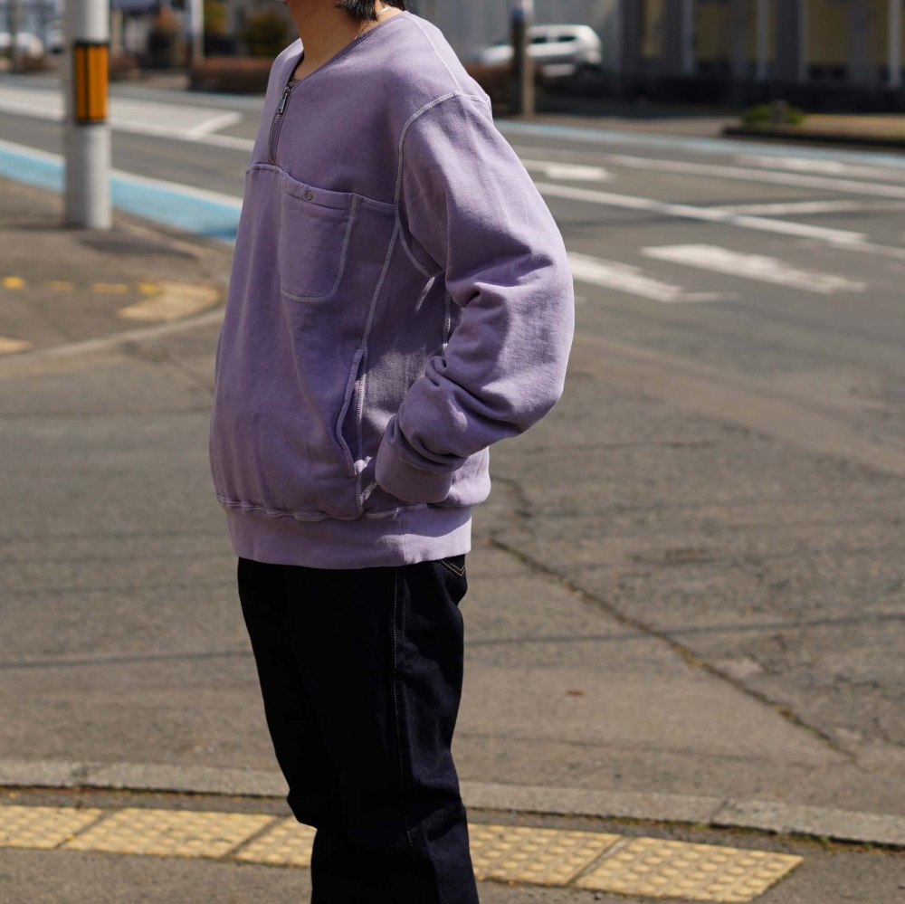 nonnative / HIKER HALF ZIP PULLOVER COTTON SWEAT PIGMENT DYE (Purple)