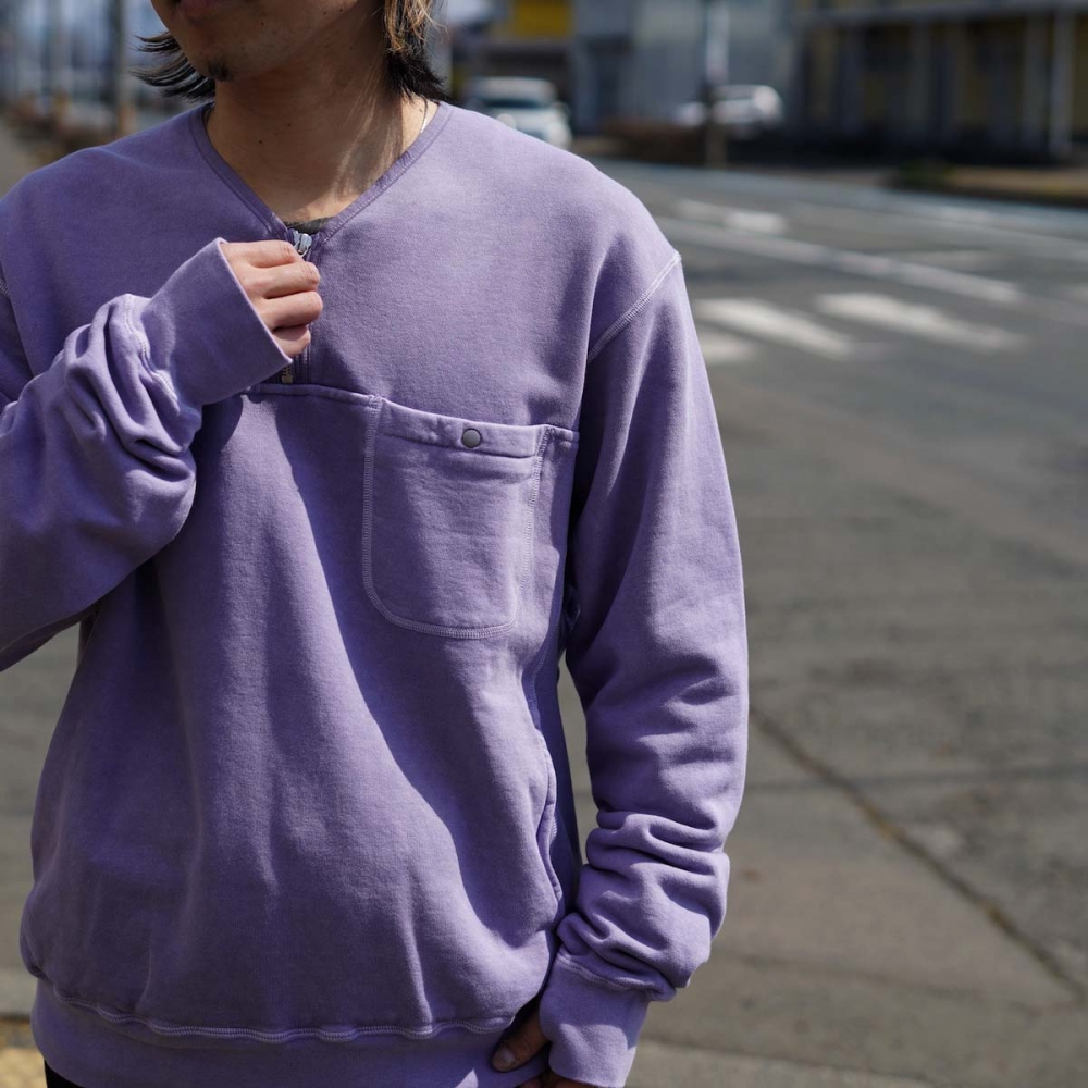 nonnative / HIKER HALF ZIP PULLOVER COTTON SWEAT PIGMENT DYE (Purple)