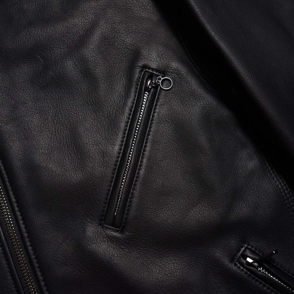 nonnative / RIDER BLOUSON SHEEP LEATHER WITH WINDSTOPPER® (Black) ファスナーポケット
