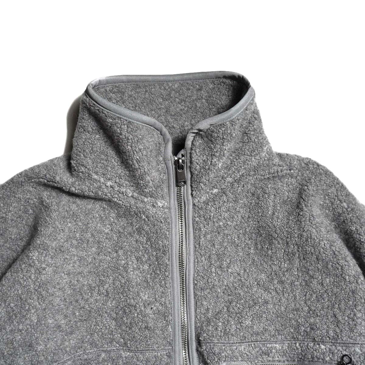nonnative / HIKER FULL ZIP BROUSON WOOL POLY NYLON PILE (H.Gray) ネック