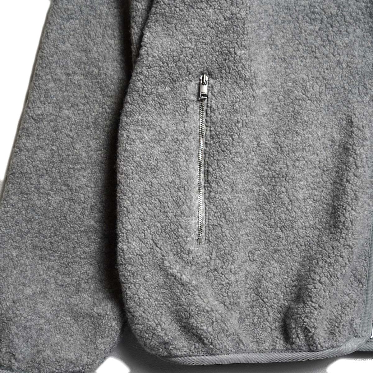 nonnative / HIKER FULL ZIP BROUSON WOOL POLY NYLON PILE (H.Gray) サイドポケット