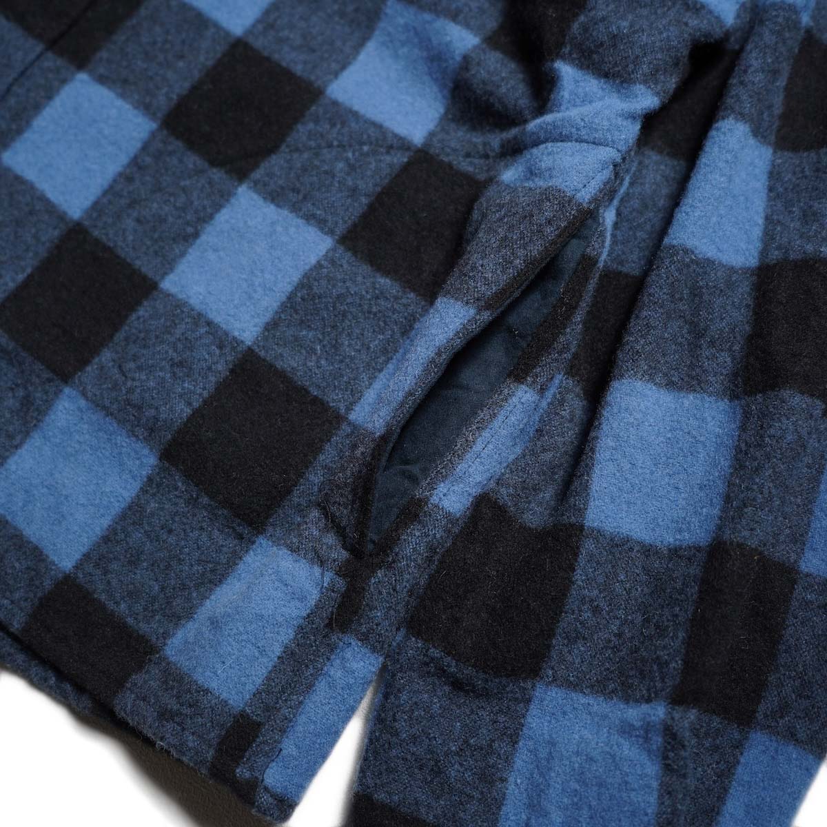 nonnative / WORKER SHIRT JACKET WOOL NYLON BUFFALO CHECK (Blue) サイドポケット