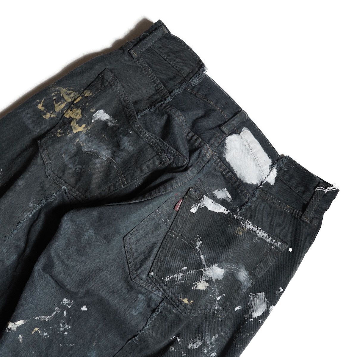 OLD PARK / PAINTED BAGGY JEANS (Black-M)
