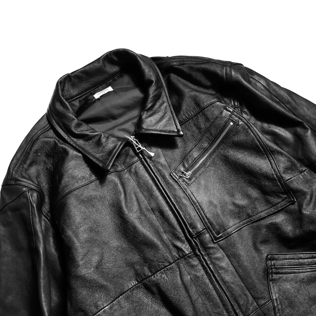 OLD PARK / ZIP UP LEATHER WORK JACKET (Black)