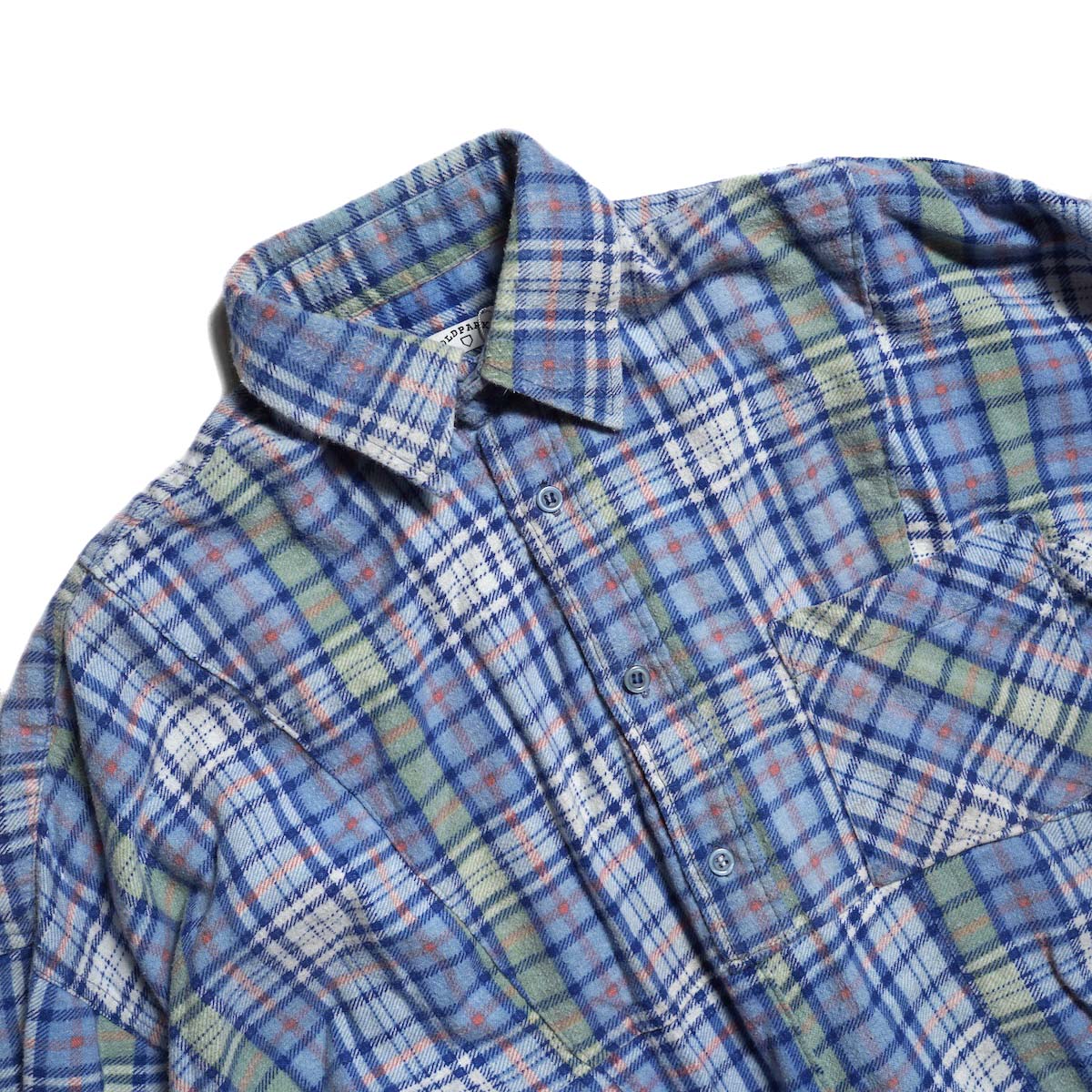 OLD PARK / HALF-BOTTON SHIRT  (Flannel - C) 襟元、ポケット