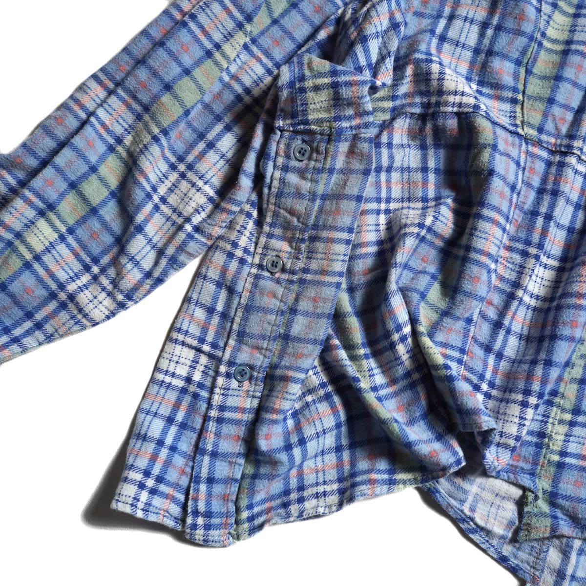 OLD PARK / HALF-BOTTON SHIRT  (Flannel - C) 裾ボタン