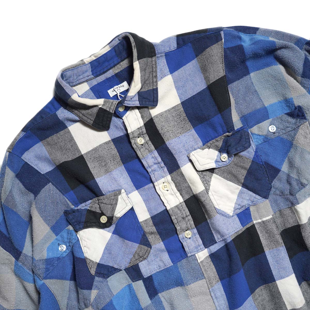 OLD PARK / HALF-BOTTON SHIRT  (Flannel - D) 襟元、ポケット