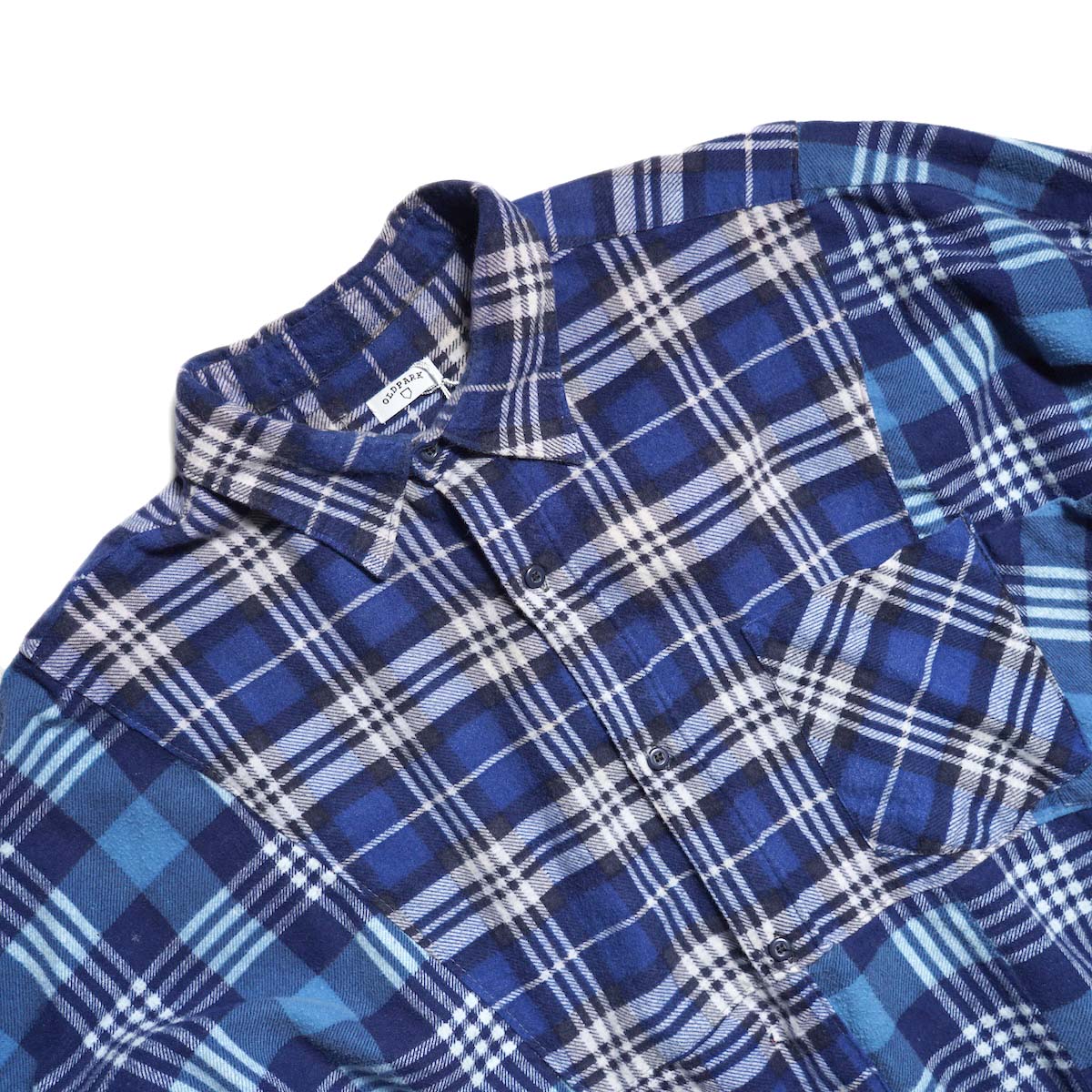 OLD PARK / HALF-BOTTON SHIRT  (Flannel - F) 襟元、ポケット
