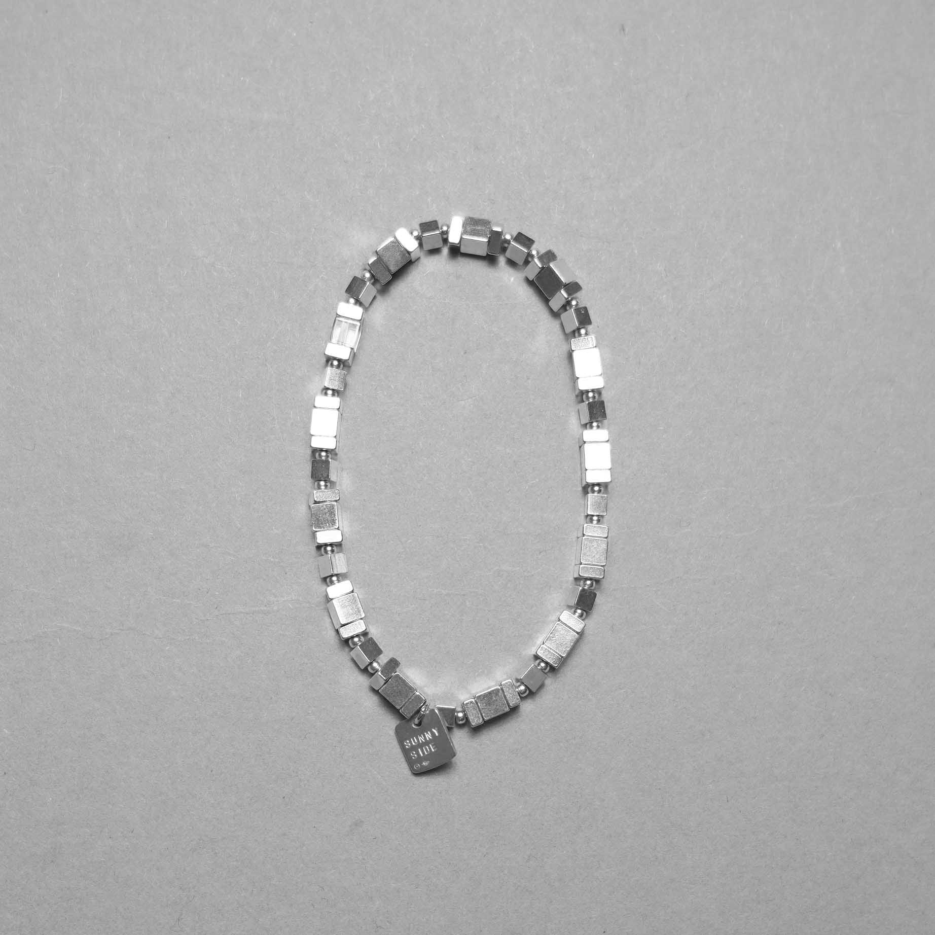 ON THE SUNNY SIDE OF THE STREET /  4mm Cube Crystal Rock Bracelet (Silver)