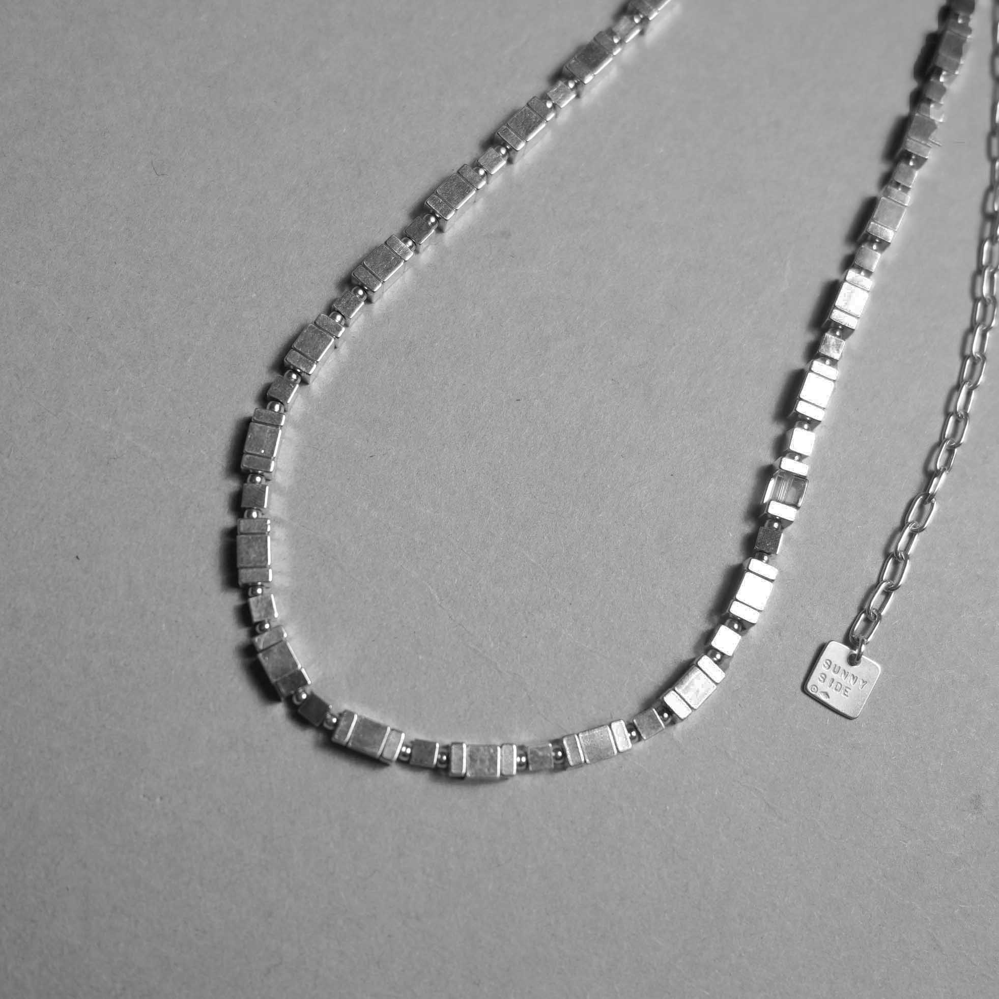 ON THE SUNNY SIDE OF THE STREET /  4mm Cube Crystal Rock Necklace (Silver)