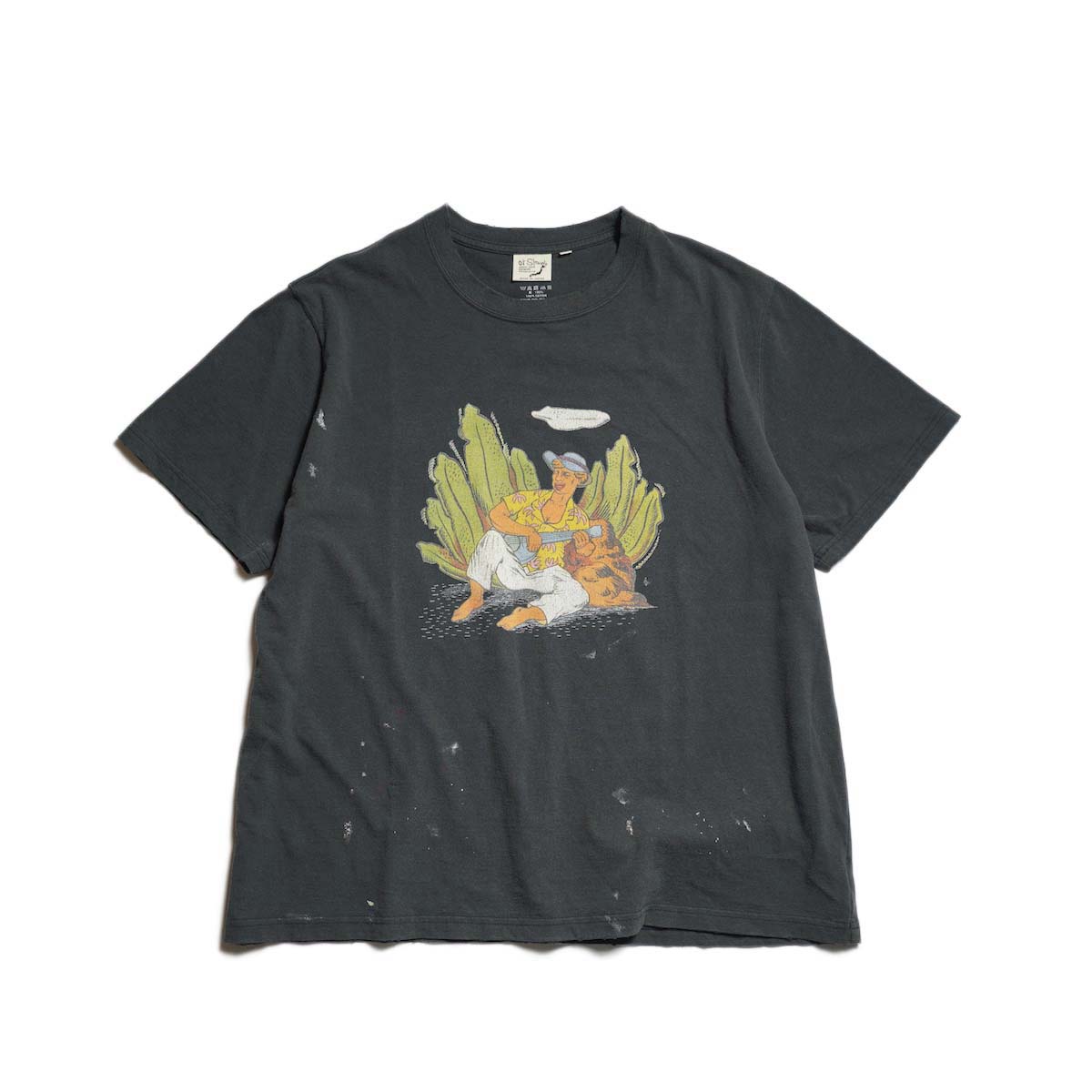 orSlow / VINTAGE FADE HAWAIIAN GRAPHIC T-SHIRT (Black - A)
