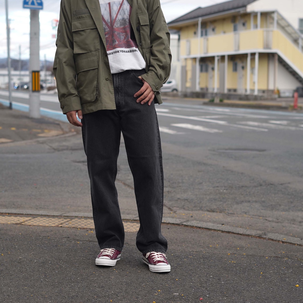 orSlow / 101 DAD"S FIT DENIM PANTS (Black Denim Stone) 178cm / size3 着用①