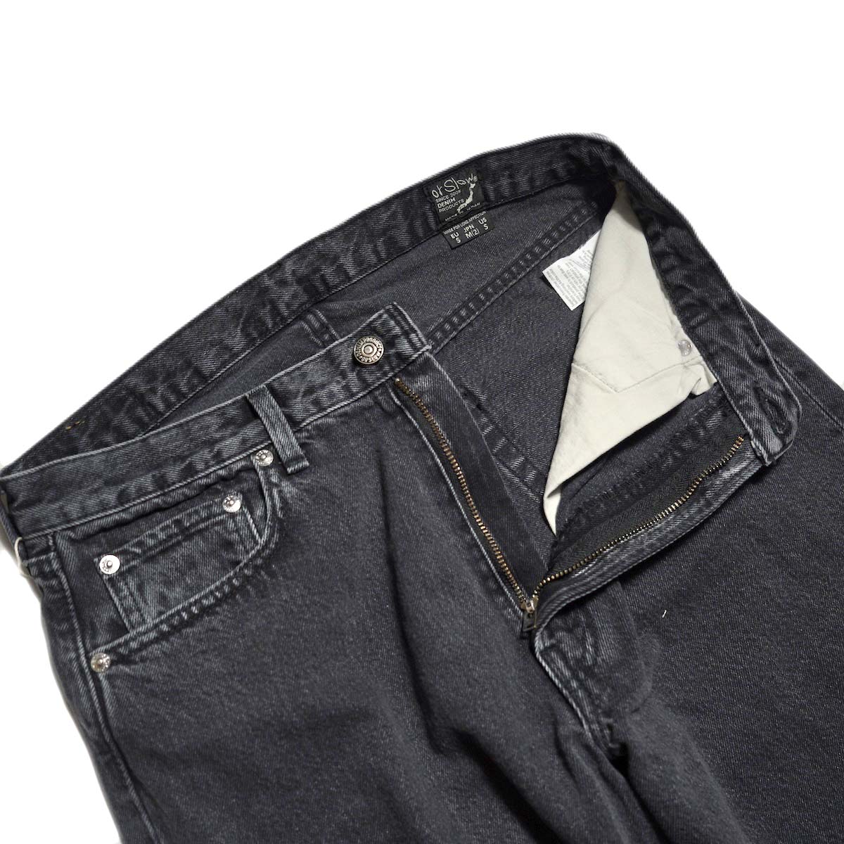 orSlow / 101 DAD"S FIT DENIM PANTS (Black Denim Stone) フロントファスナー