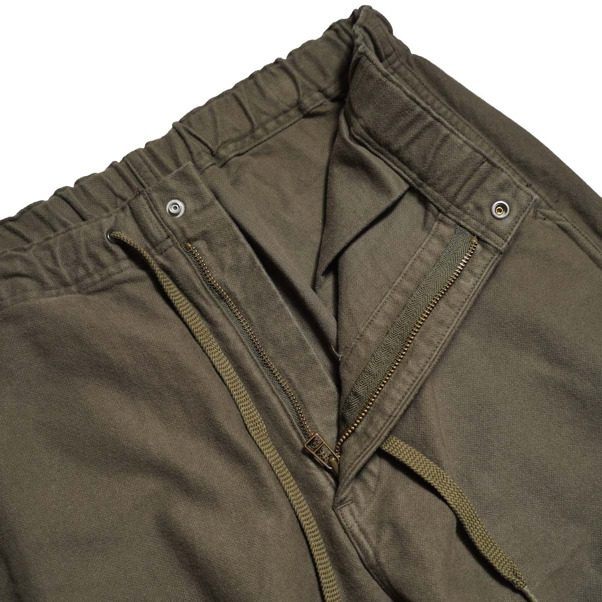 orSlow / NEW YORKER BRUSHED WIDE TROUSERS (Moss Gray) ファスナー
