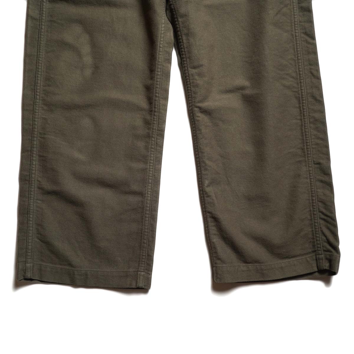 orSlow / NEW YORKER BRUSHED WIDE TROUSERS (Moss Gray) 裾
