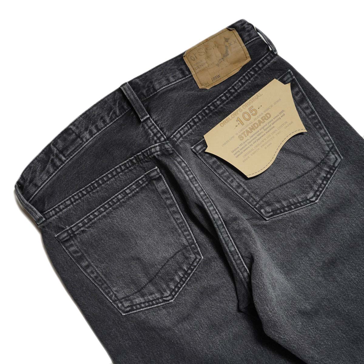 orSlow / 105 90"S BLACK DENIM STONE (Black) ヒップポケット