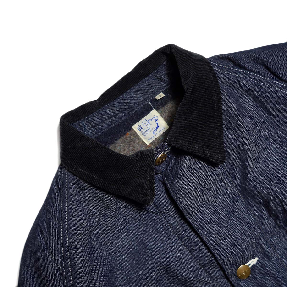 orSlow / WOOL LINER RELAXED FIT DENIM COVERALL (One Wash) 襟元