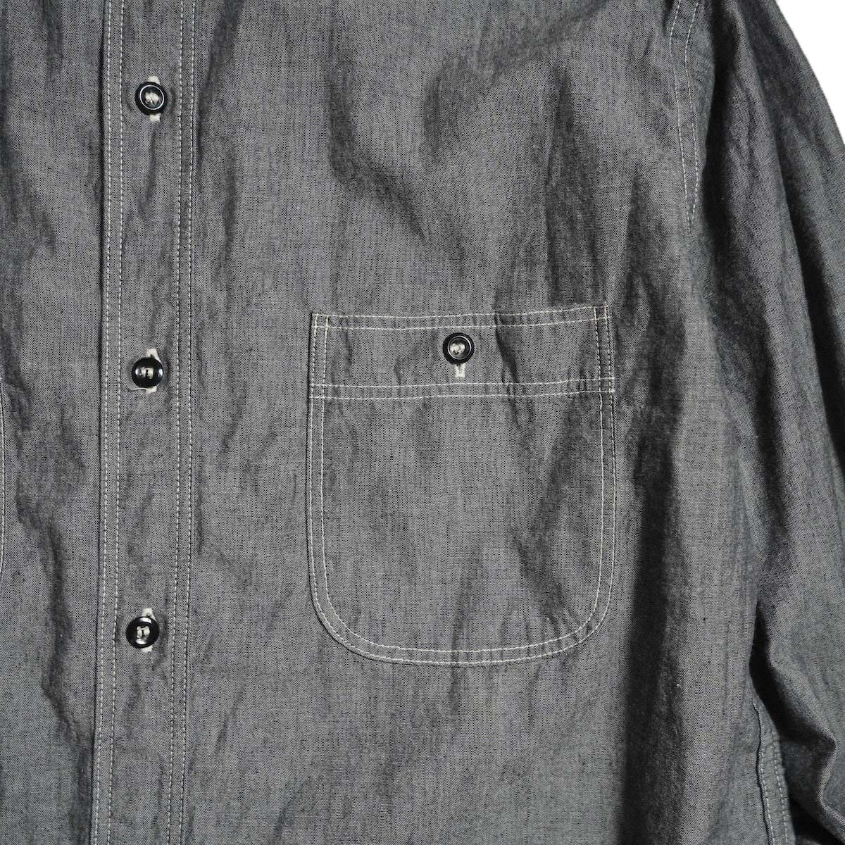 orSlow / RELAX FIT BLACK CHAMBRAY WORK SHIRT (Black) 胸ポケット