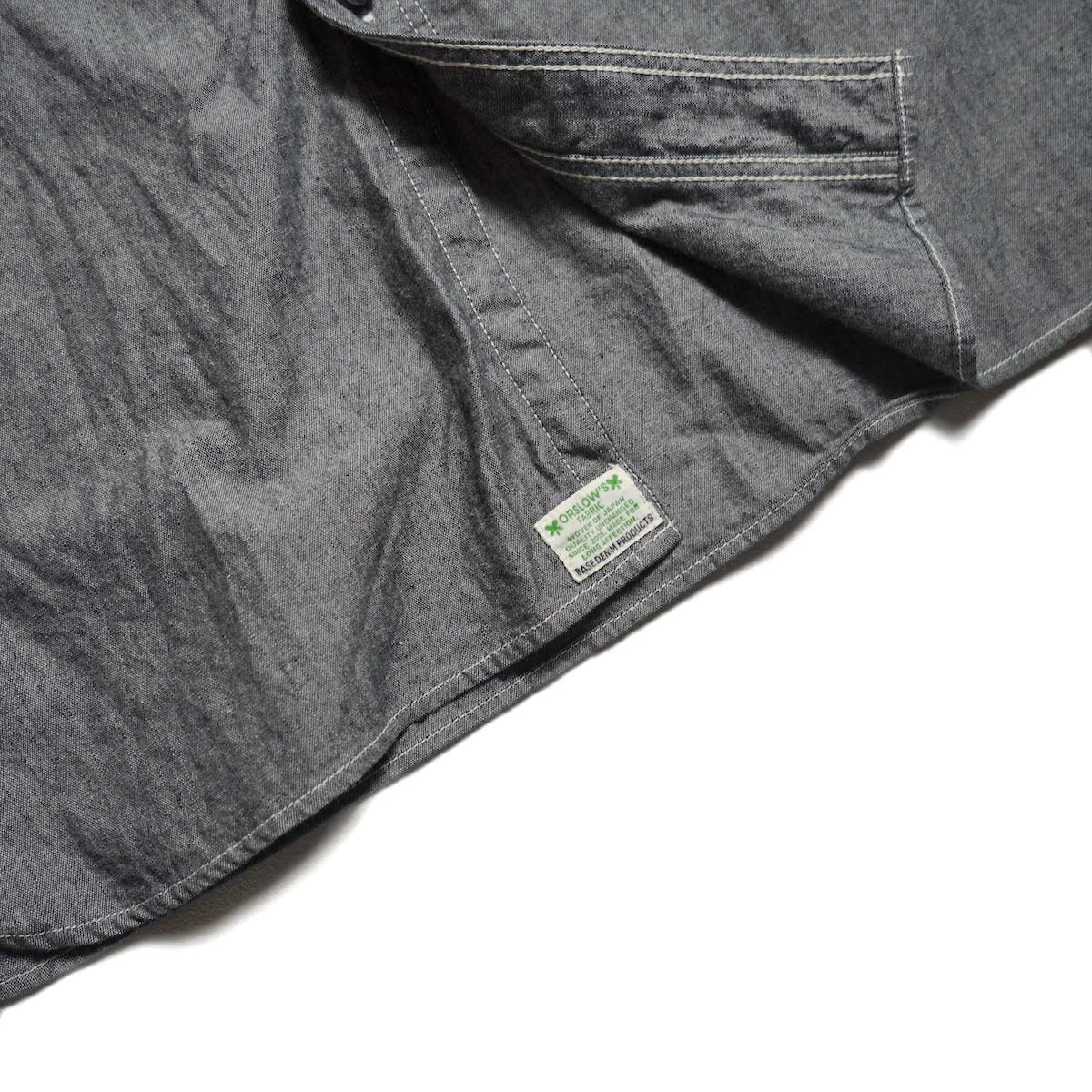 orSlow / RELAX FIT BLACK CHAMBRAY WORK SHIRT (Black) タグ