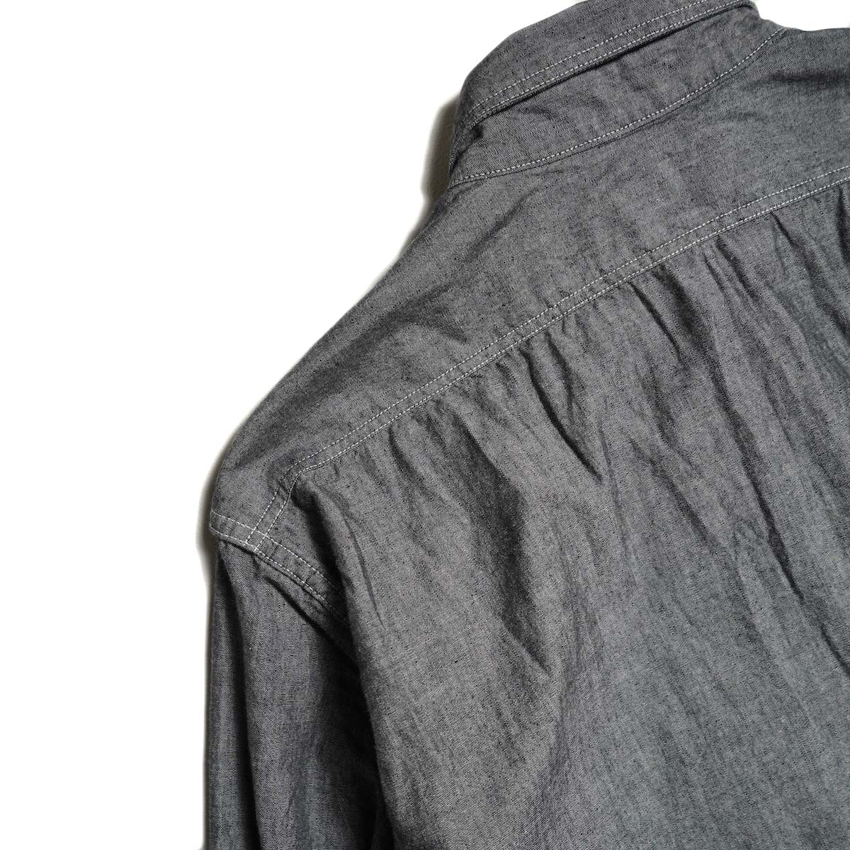 orSlow / RELAX FIT BLACK CHAMBRAY WORK SHIRT (Black) ステッチ