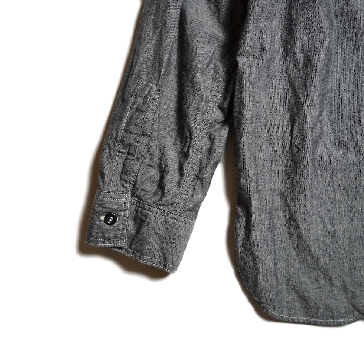 orSlow / RELAX FIT BLACK CHAMBRAY WORK SHIRT (Black) 袖先