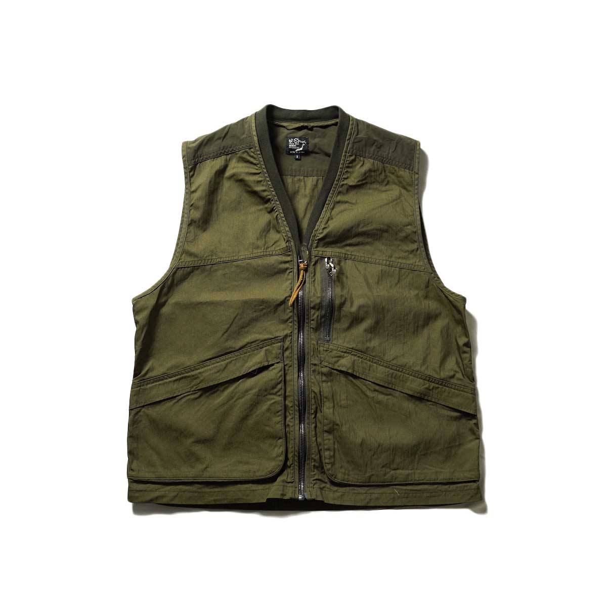 orSlow / COTTON NYLON UTILITY VEST (Army Green)
