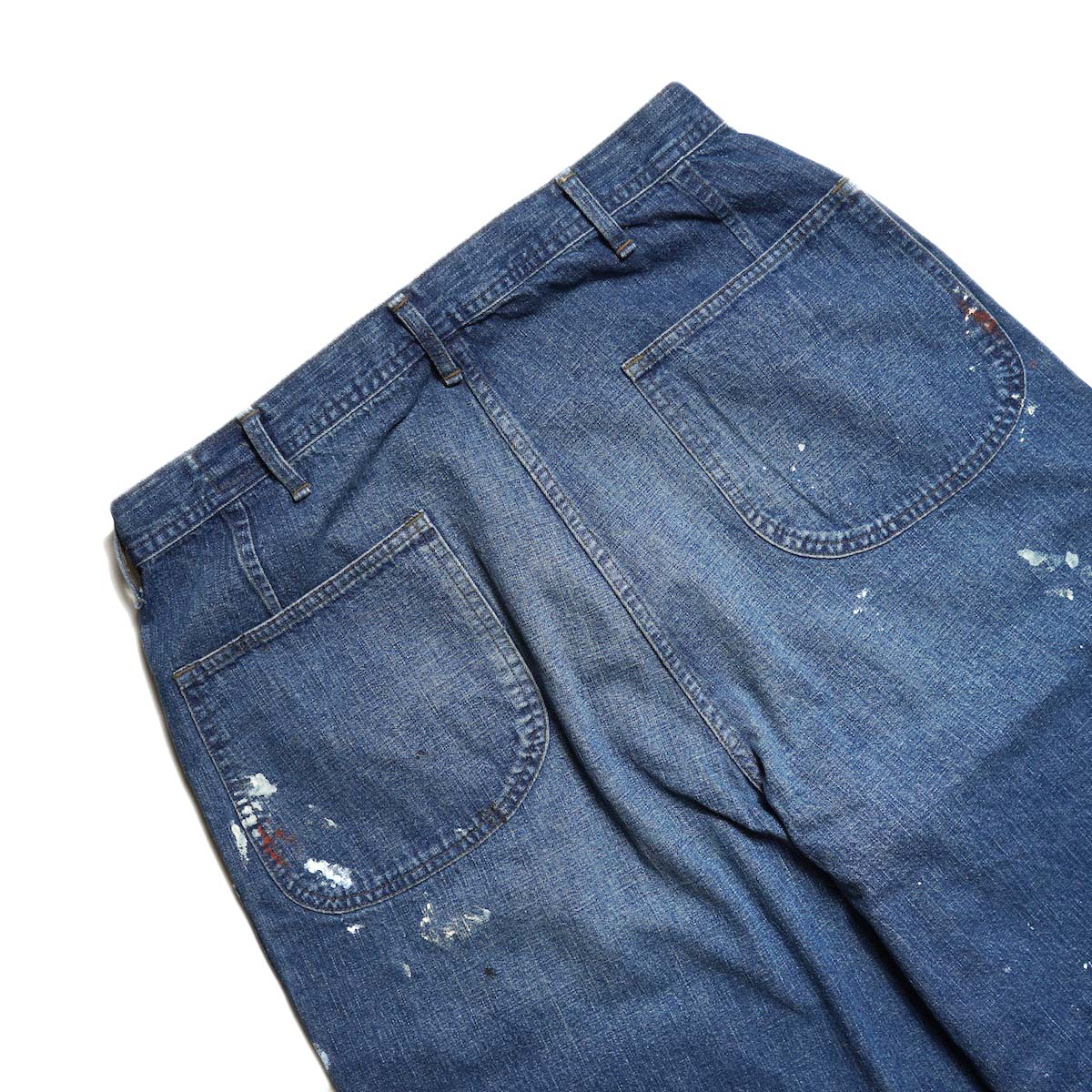 orSlow / WWII 40s U.S. NAVY WIDE-FIT UTILITY TROUSERS (Vintage Indigo With Paint) ヒップポケット