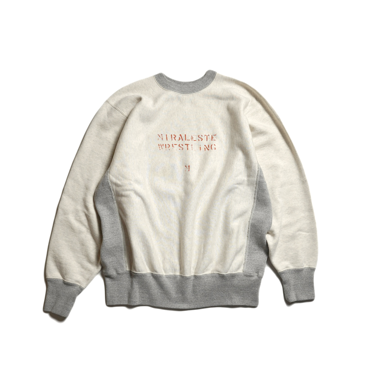 orSlow / HEAVYWEIGHT CROSS GRAIN SIDE RIB TWO TONE SWEAT SHIRT (Ecru with Print)