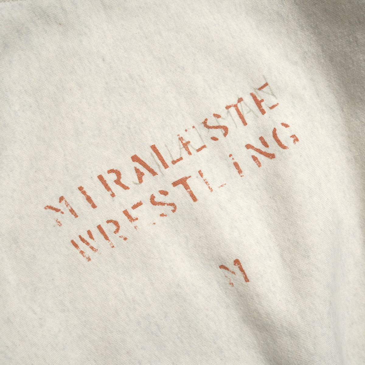 orSlow / HEAVYWEIGHT CROSS GRAIN SIDE RIB TWO TONE SWEAT SHIRT (Ecru with Print) プリント