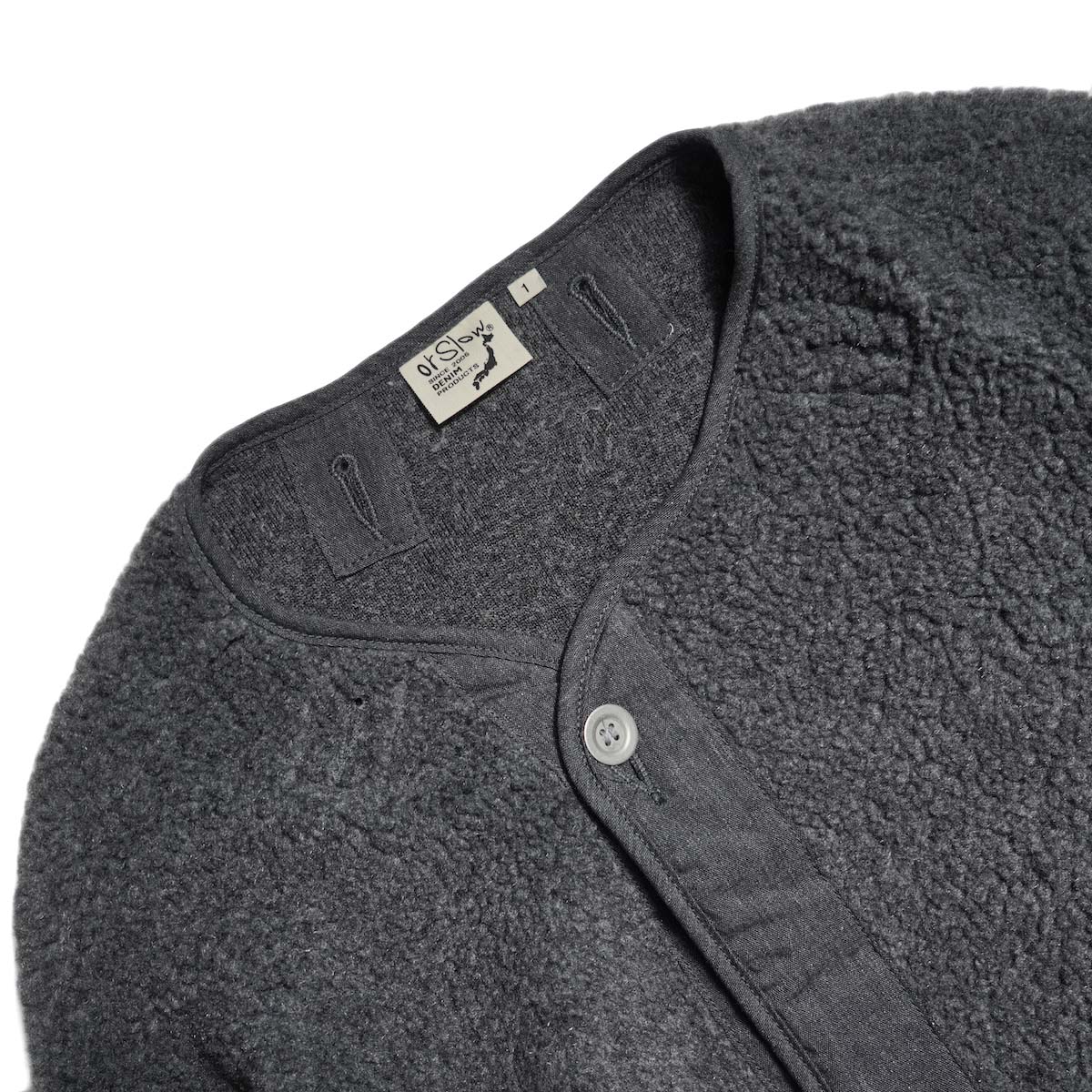 orSlow / M-65 FISH TAIL COAT LINER (Charcoal Gray) ネック