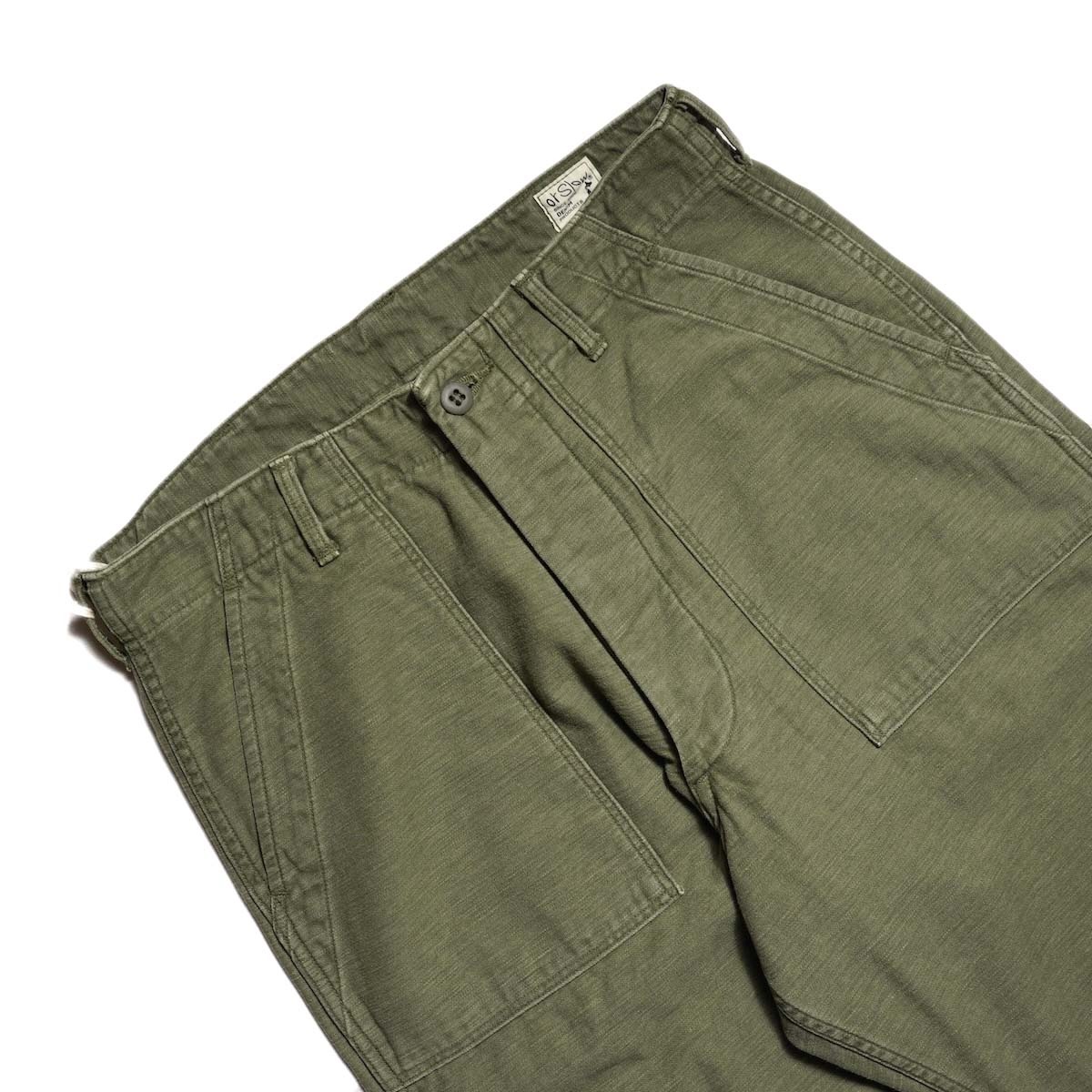 orSlow / REAL USED WASH VINTAGE FIT FATIGUE PANTS (Dark Olive Stone) ウエスト
