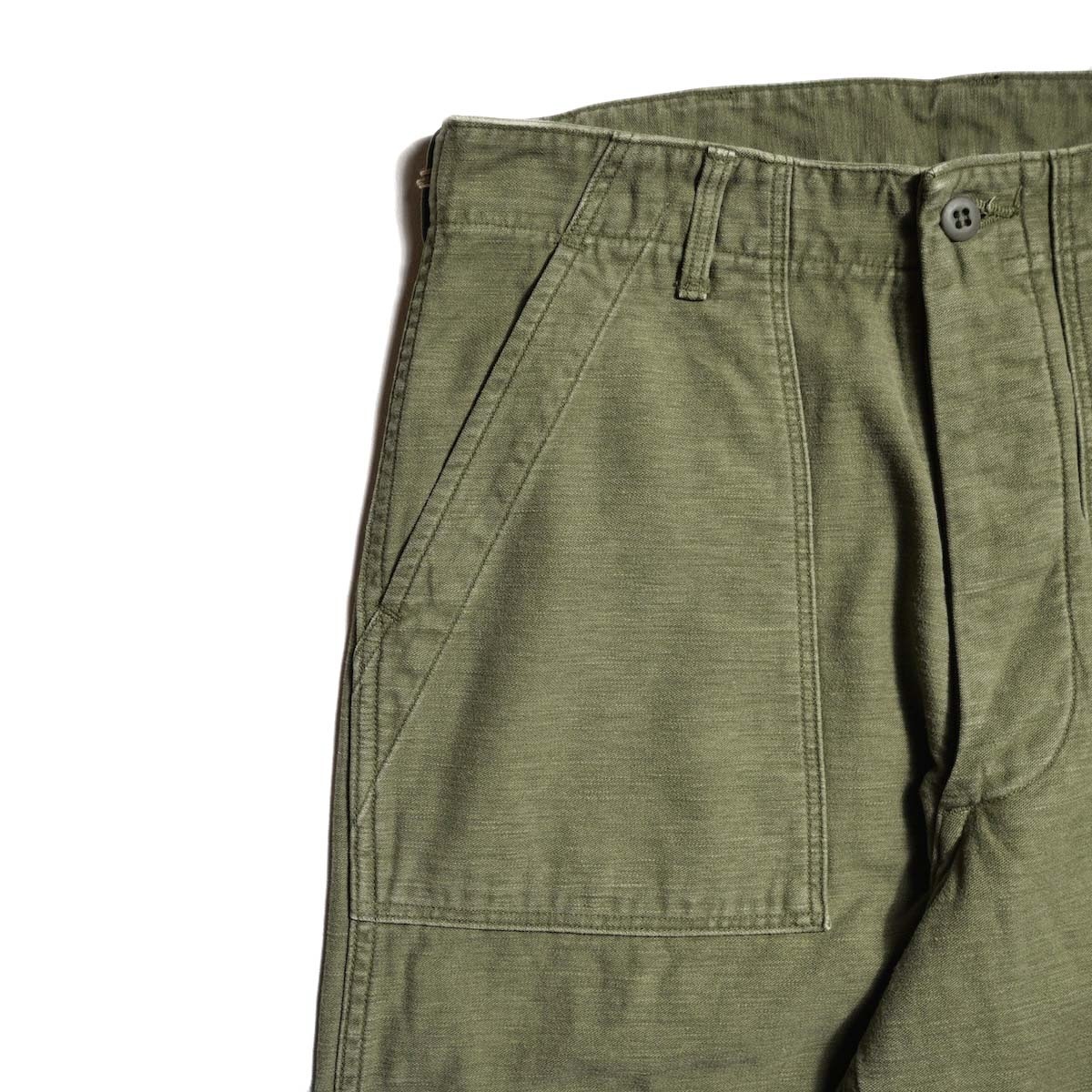 orSlow / REAL USED WASH VINTAGE FIT FATIGUE PANTS (Dark Olive Stone) パッチポケット