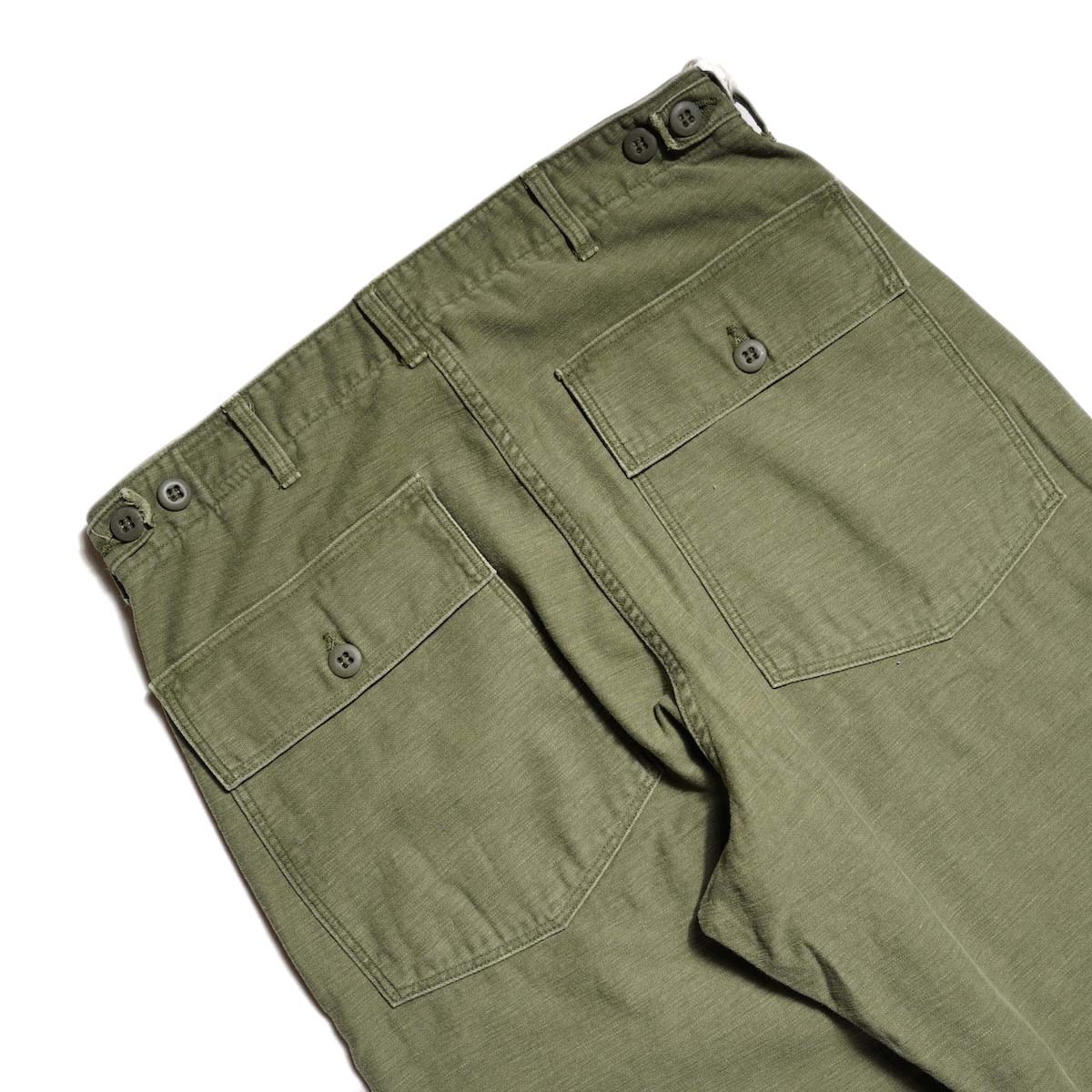 orSlow / REAL USED WASH VINTAGE FIT FATIGUE PANTS (Dark Olive Stone) ヒップポケット