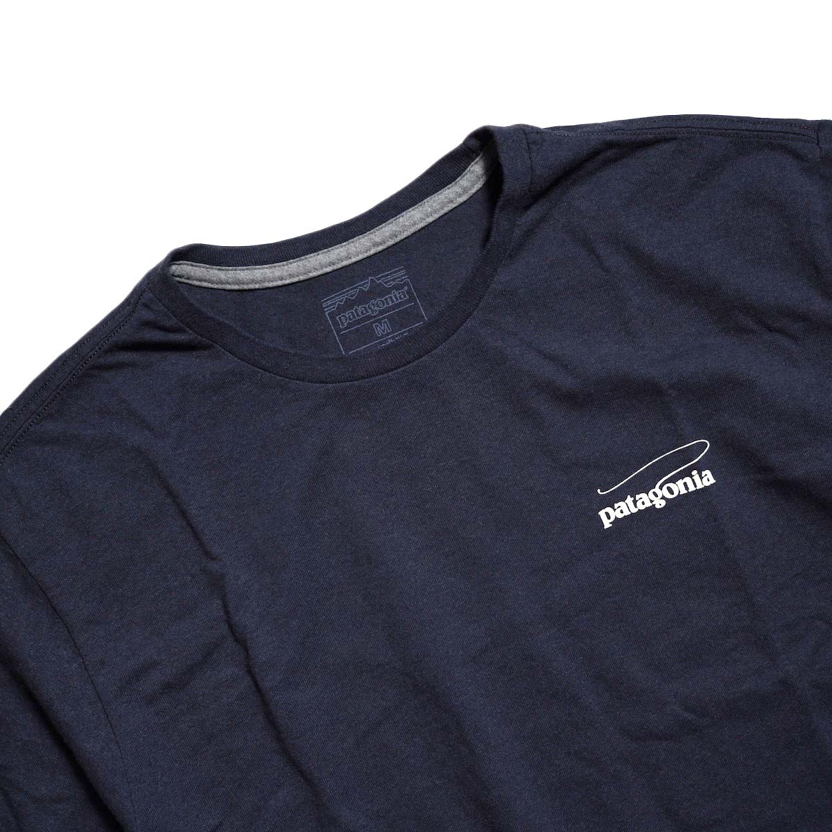 Patagonia / M"s Casting Logo Responsibili Tee (Smolder Blue) ネック、胸プリント