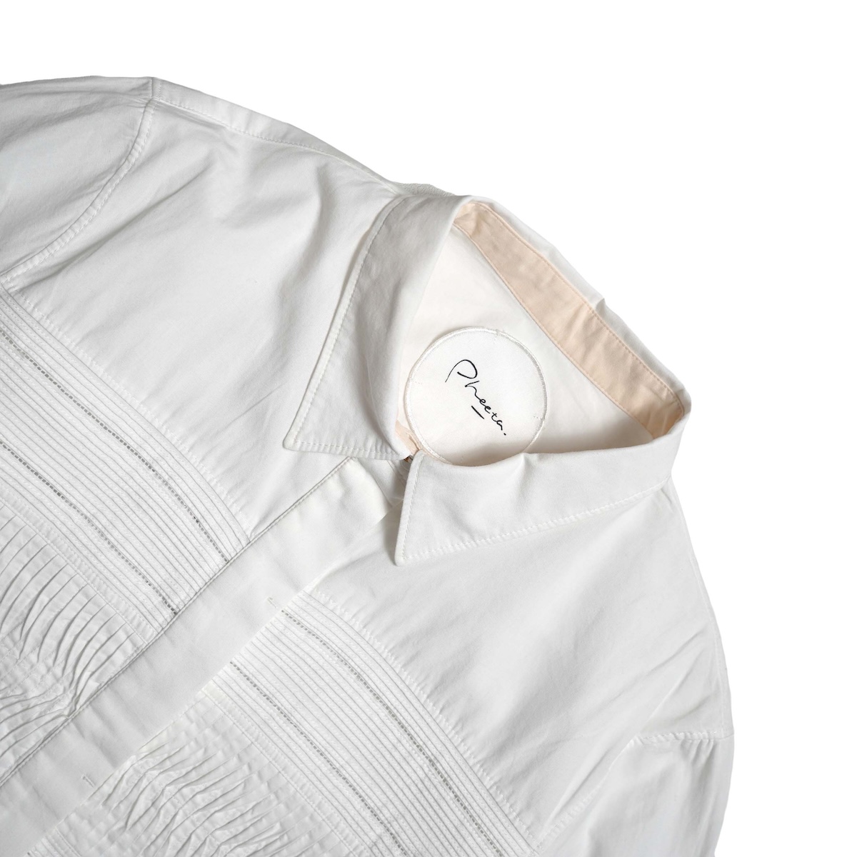 Pheeta / PH015C-61 Trinity Croped Shirt (White) 襟元